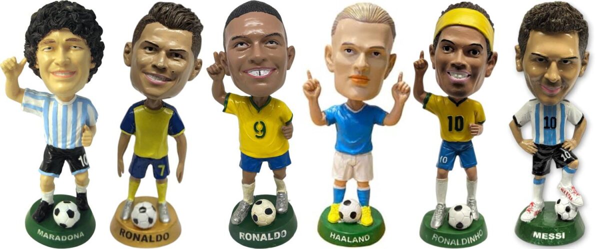 Figuras Fabbro de Maradona, Cristiano Ronaldo, Ronaldo, Haaland, Ronaldinho y Messi